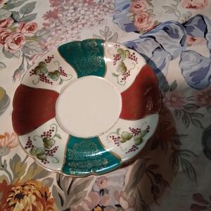 Vintage Decorative Plate with Red and Green Accents